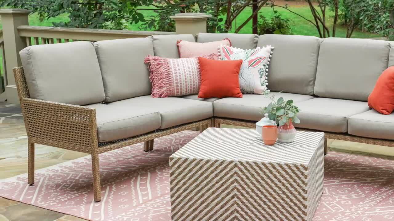 Wicker outdoor sectionals with deals sunbrella cushions