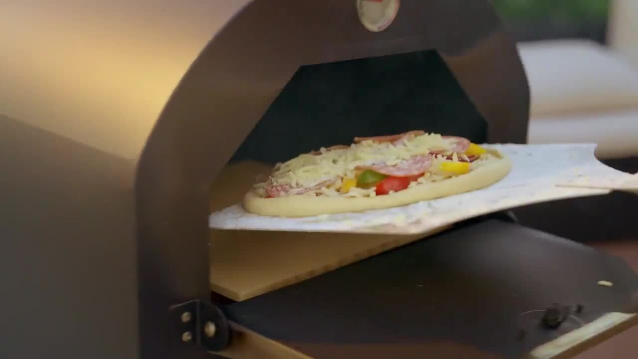 Costway Wood Pellet Pizza Oven Pizza Maker Portable Outdoor Pizza Stone w/  Foldable Leg