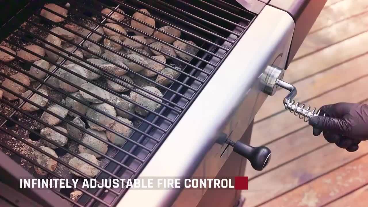 3-Burner Propane Gas and Charcoal Combo Grill in Black