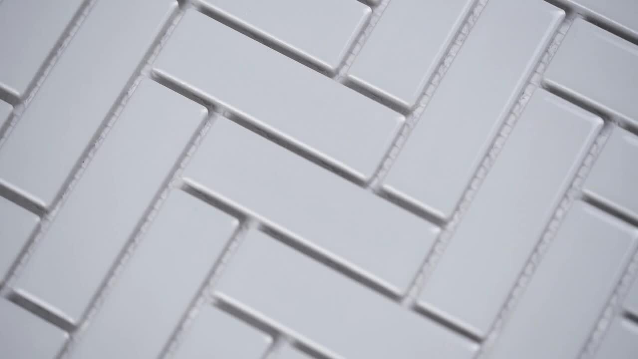 Retro Herringbone Gray 11 in. x 12 in.  Porcelain Mesh-Mounted Mosaic Tile (13.8 sq. ft. / case)