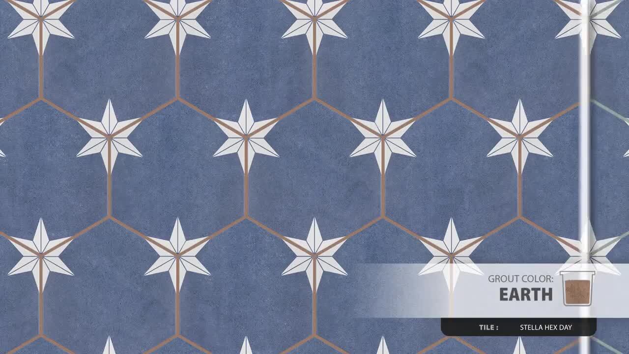 Merola Tile Stella Hex Day 8-5/8 in. x 9-7/8 in. Porcelain Floor