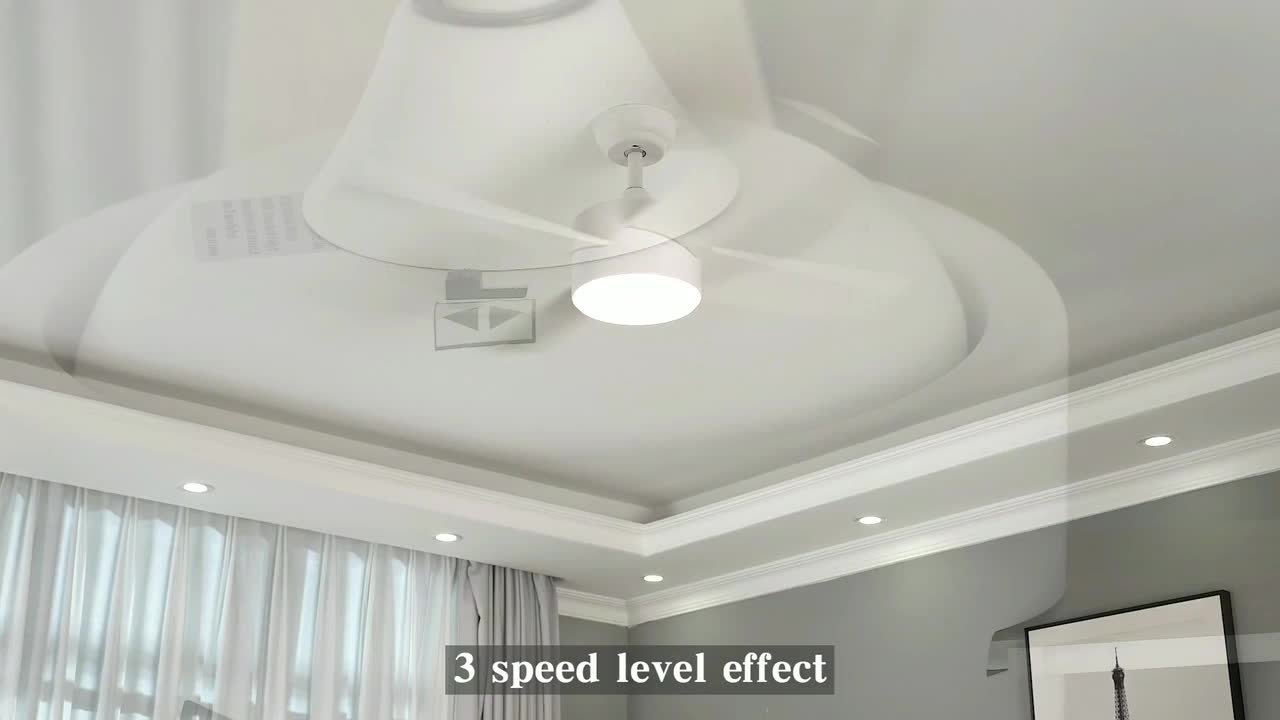 YUHAO 44 in. Integrated LED Light Indoor Matte White Ceiling Fan