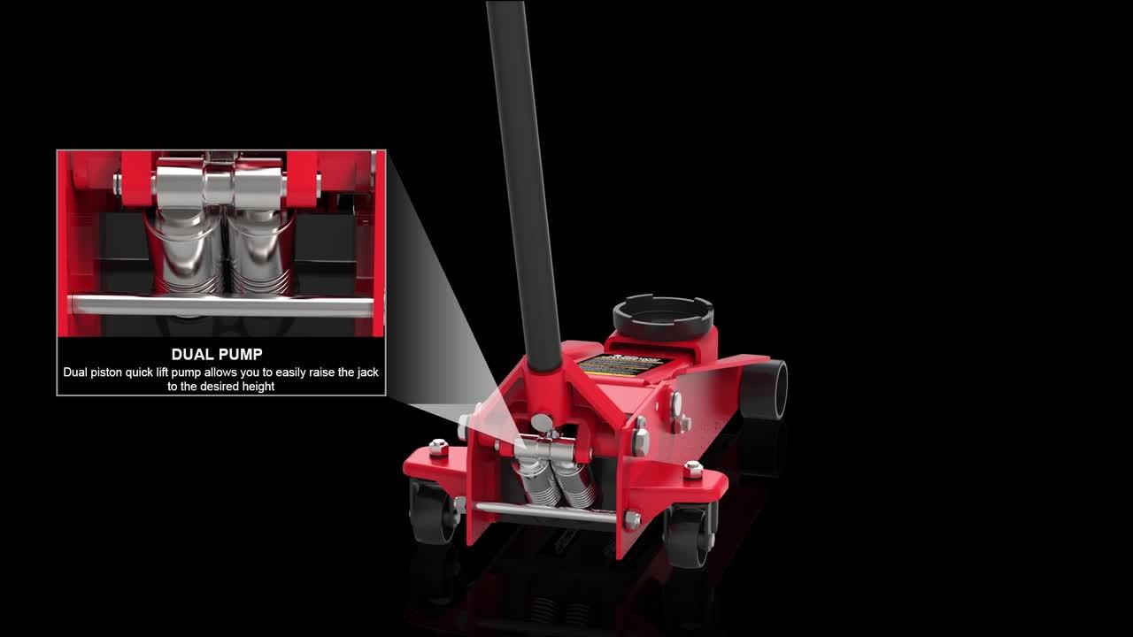 Big Red 3-Ton Floor Jack with Dual Piston Speedy Lift ATZ830023R