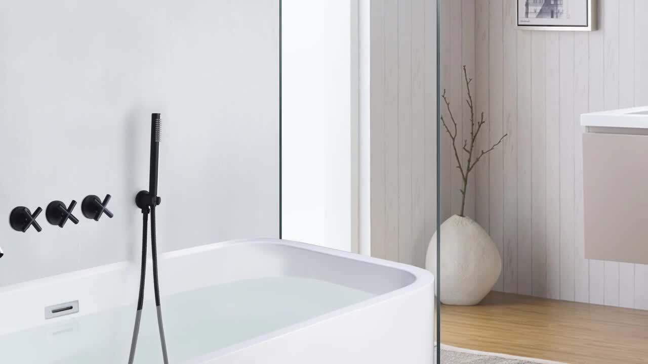 MODLAND Modern Wall Mounted Bathtub Faucet With Handheld Shower