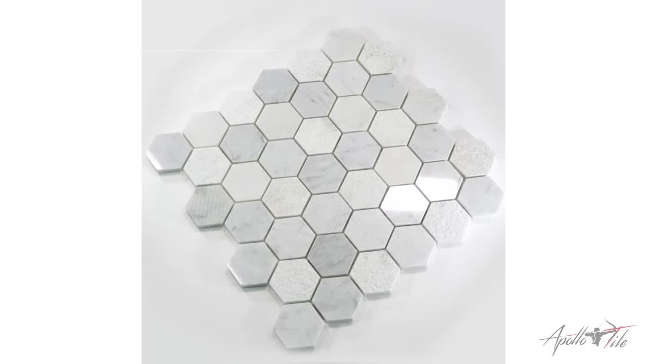 Apollo Tile Gray 11.8 in.x12 in. Honeycomb Hexagon Marble