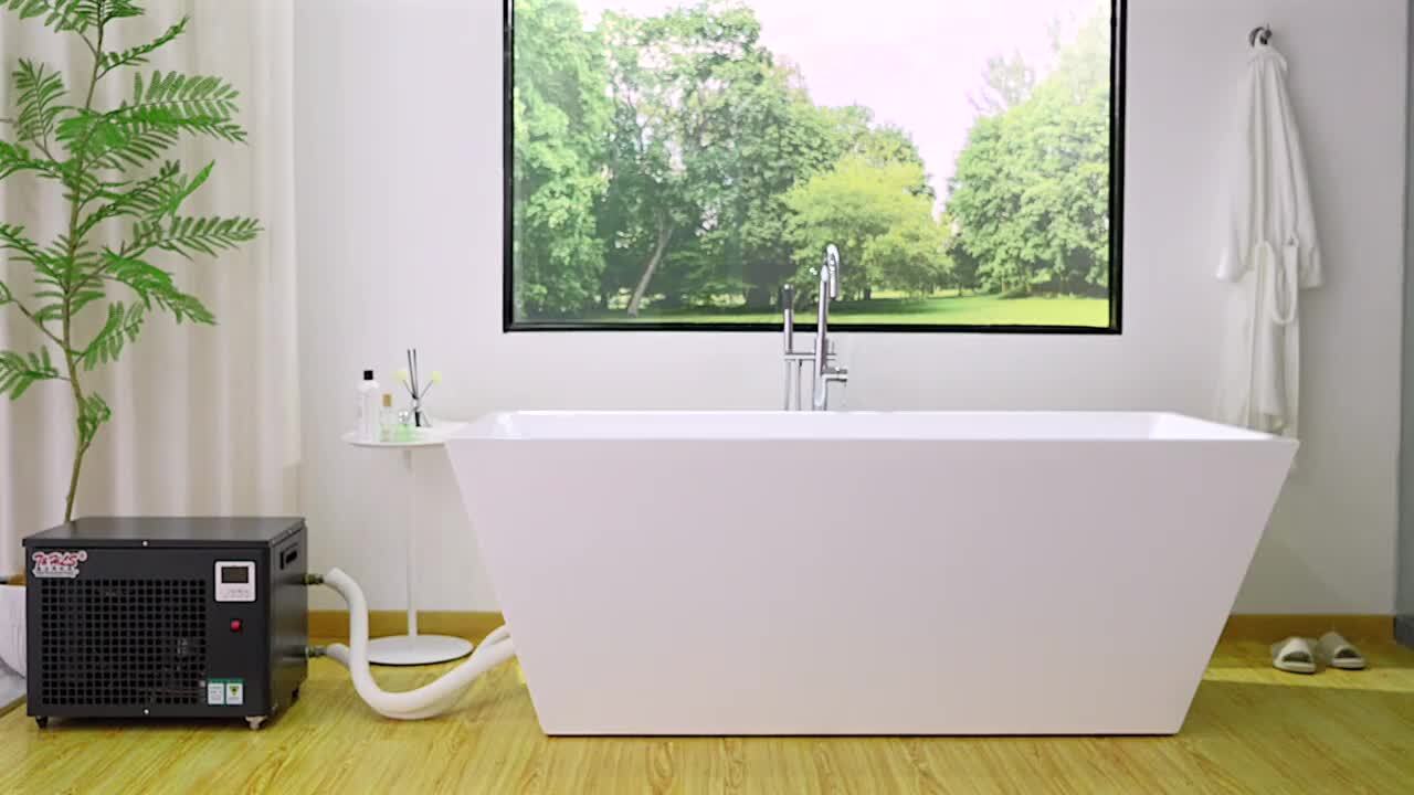Vanity Art Versailles 67 in. x 31 in. Acrylic Freestanding Soaking Bathtub with Center Drain in White/Brushed Nickel