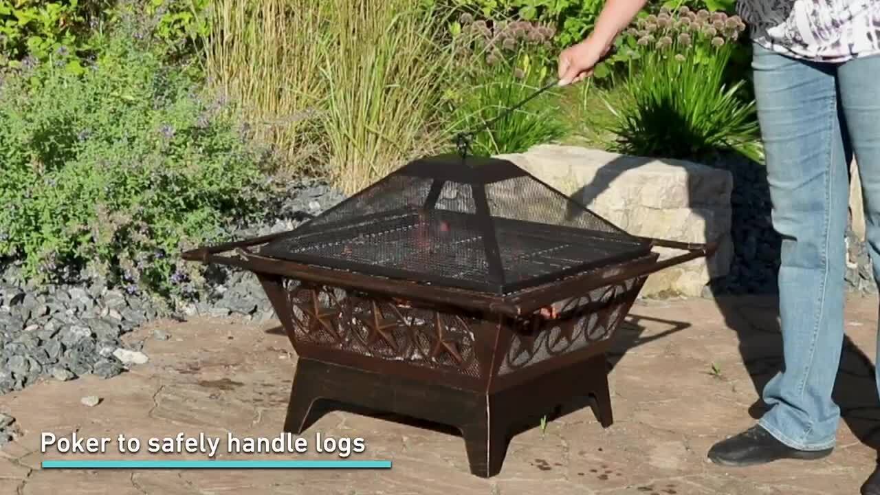 Sunnydaze Northern Galaxy 32 in. x 24 in. Square Bronze Steel Wood