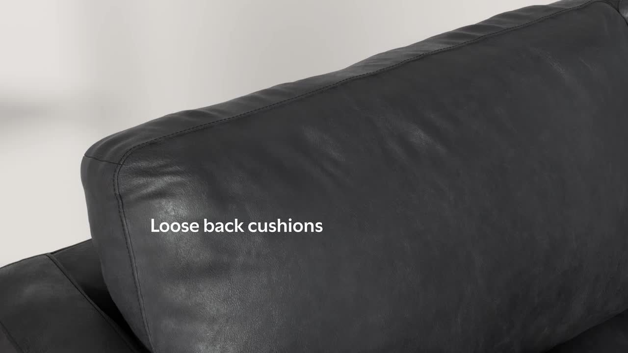 Simpli Home Morrison 72 in. Straight Arm Genuine Leather Wide