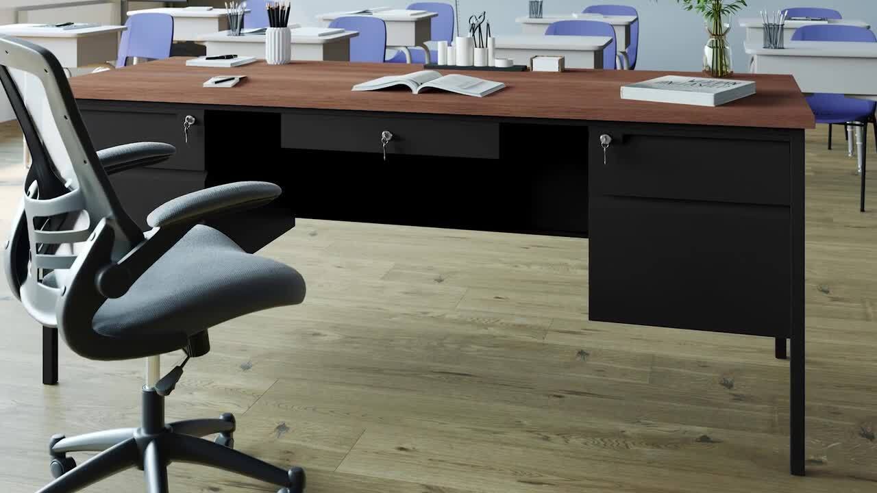 Carnegy Avenue 70 in. Rectangle Walnut Engineered Wood 6-Drawers