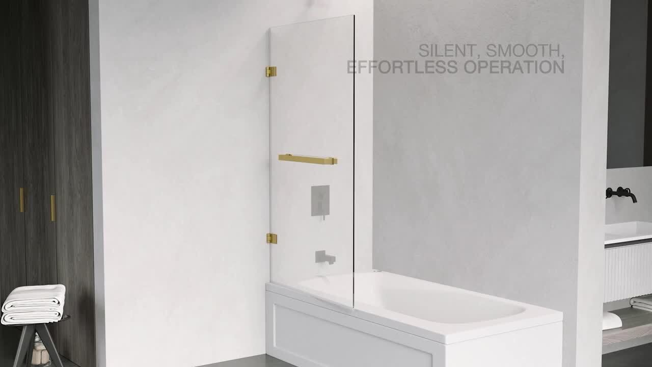 VIGO Rialto 34 in. W x 58 in. H Pivot Frameless Tub Door in Matte
