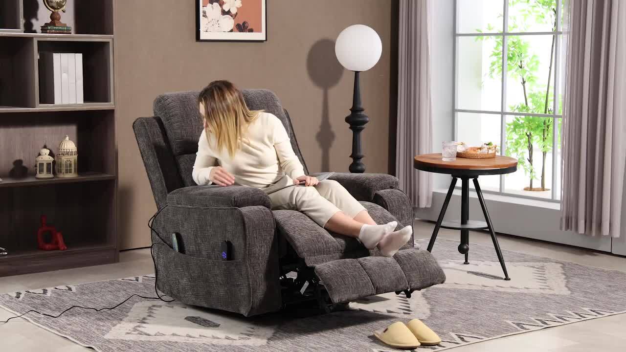 aisword Chocolate Extended Footrest Comfort Chenille Power Lift