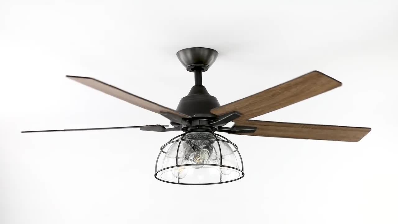 52-in Aged Iron Outdoor Downrod or Flush Mount Ceiling Fan with Light Kit 