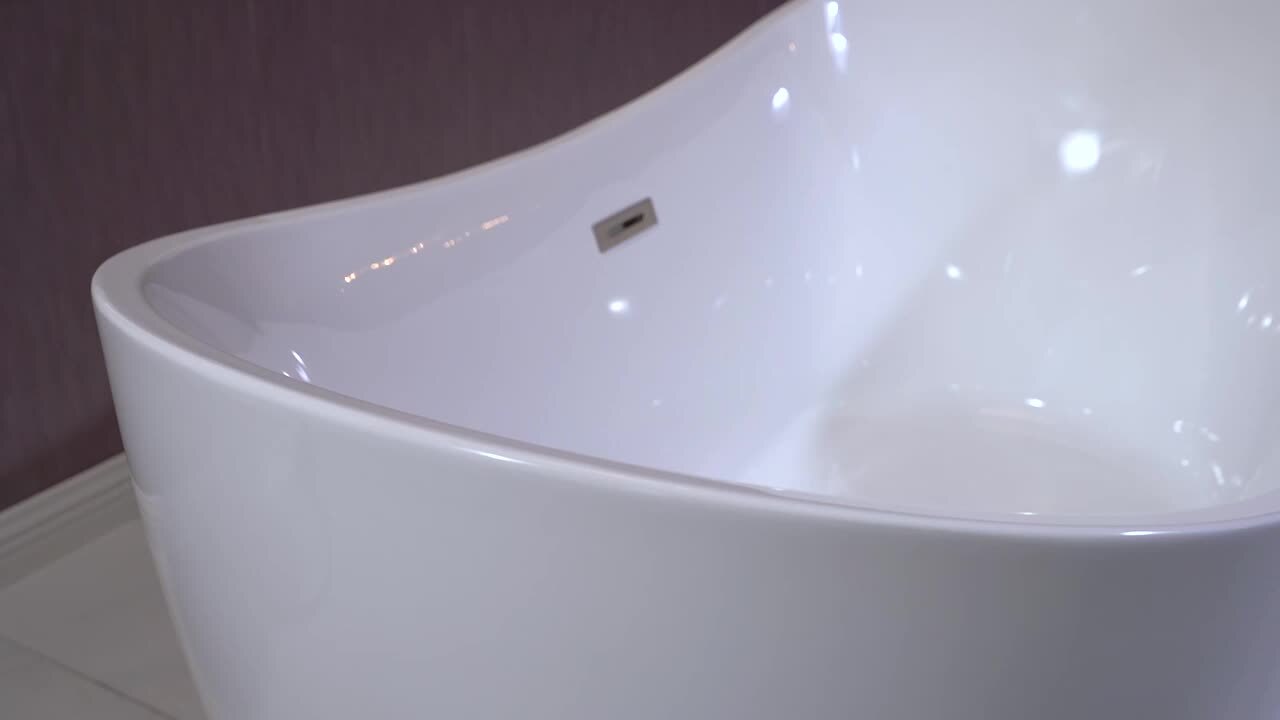 Cincinati 59 in. Acrylic FlatBottom Double Slipper Bathtub with Matte Black Overflow and Drain Included in White