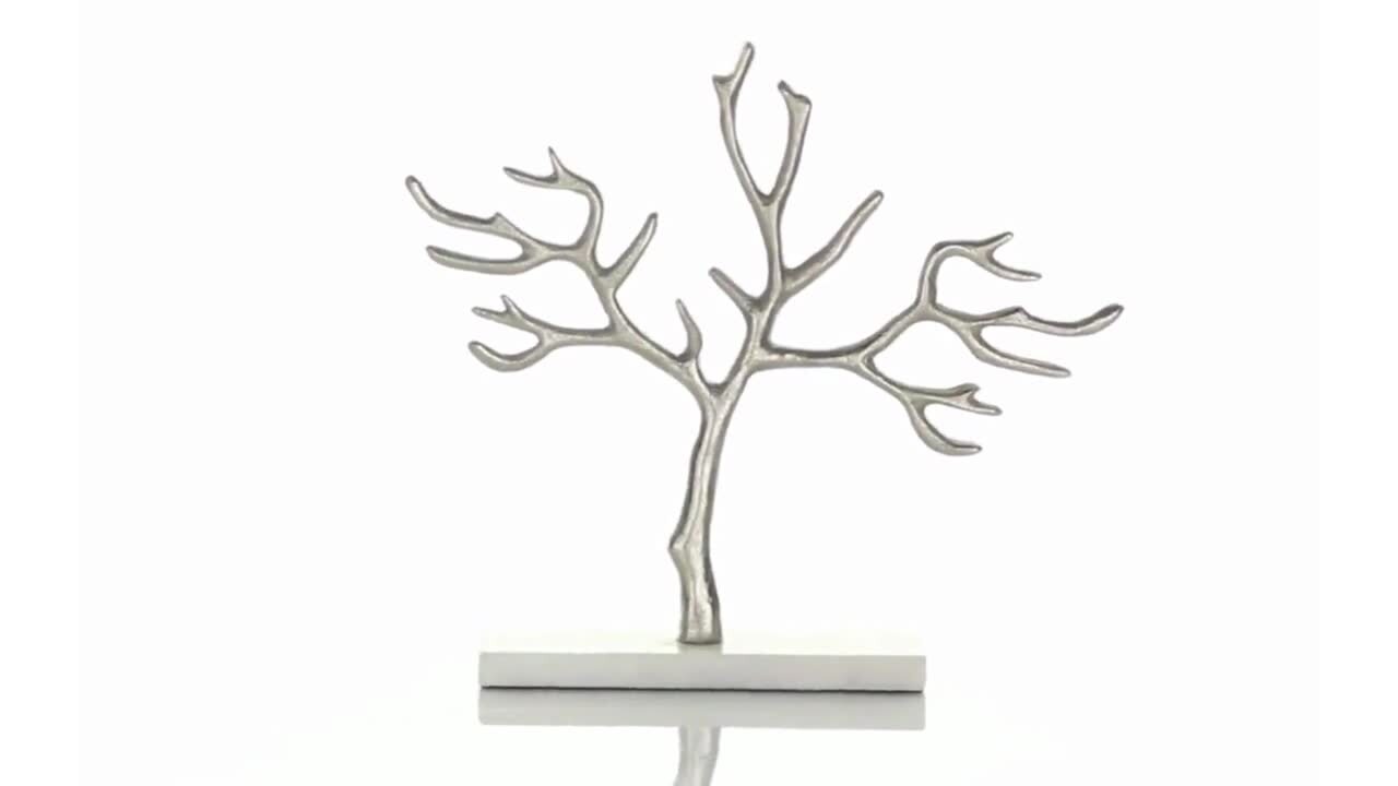 CosmoLiving by Cosmopolitan Modern Marble Jewelry Stand, Silver
