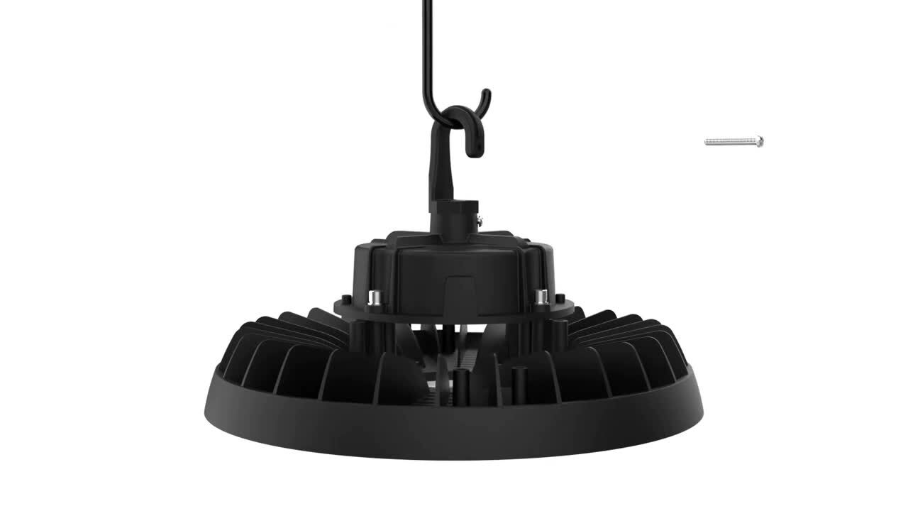 Lecoht 10 in. 100/120/150-Watt Selectable Commercial Lighting Black UFO High Bay Garage Light, 3000/4000/5000K