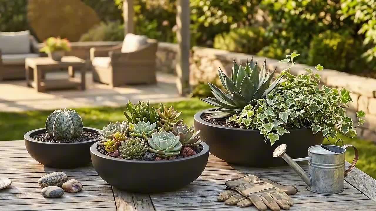 Liv & Skye 13 in., 17 in., and 21 in. Black Resin Low Bowl