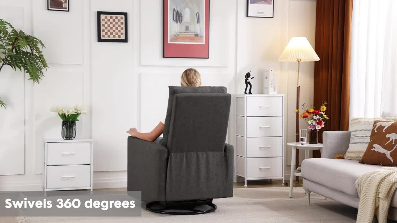 WONDER COMFORT Grey Fabric High Back Swivel Recliner Chair Glider