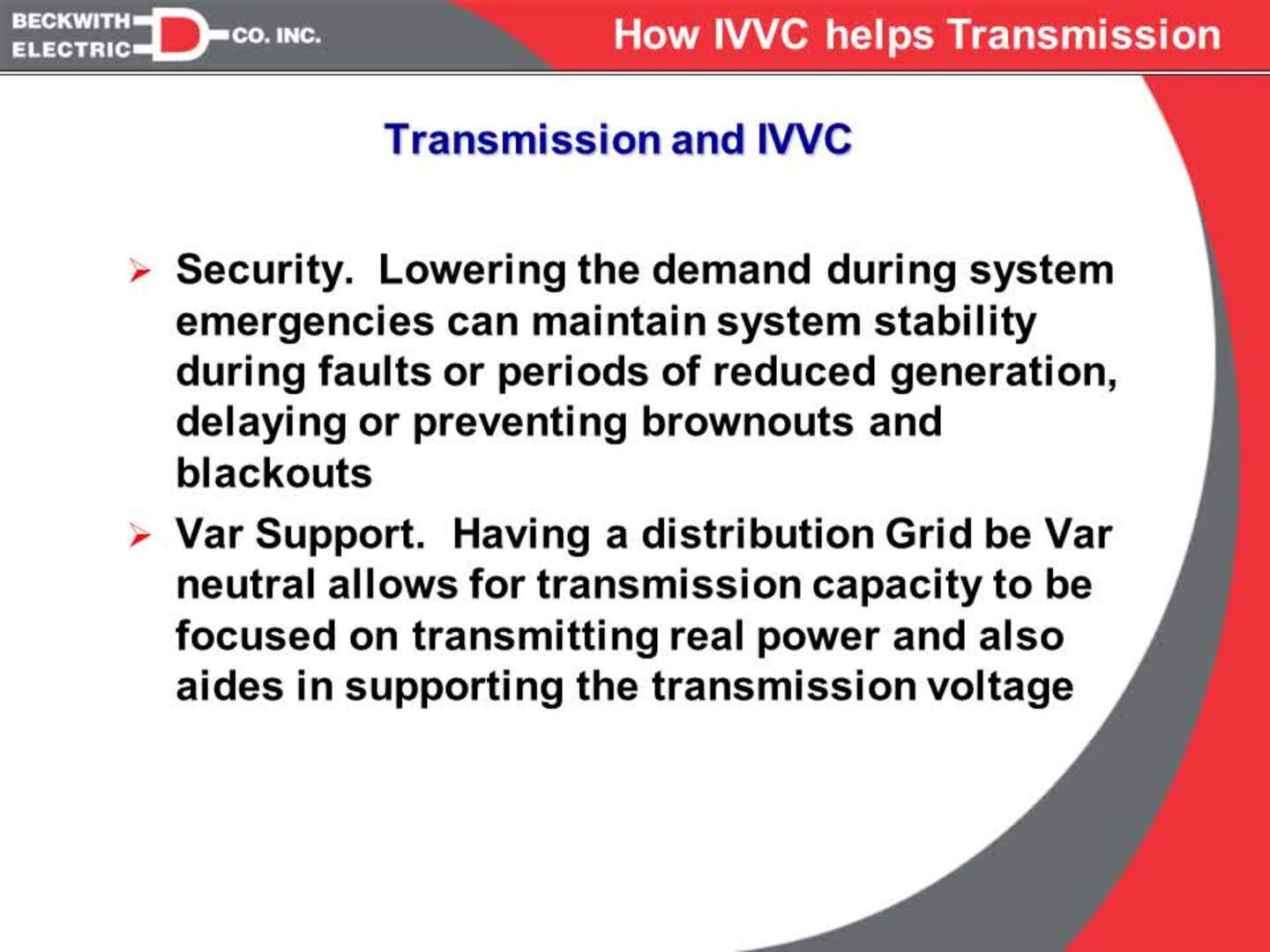 Beckwith Electric IVVC Session One