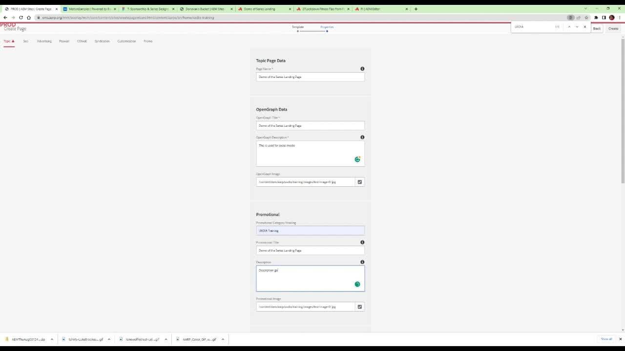 Creating series landing page author training video