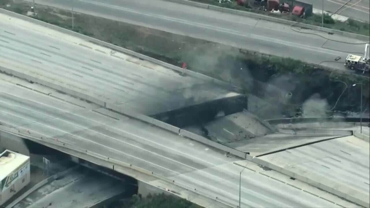 Section of heavily traveled I-95 collapses in Philadelphia after tanker  truck catches fire - WSVN 7News | Miami News, Weather, Sports | Fort  Lauderdale