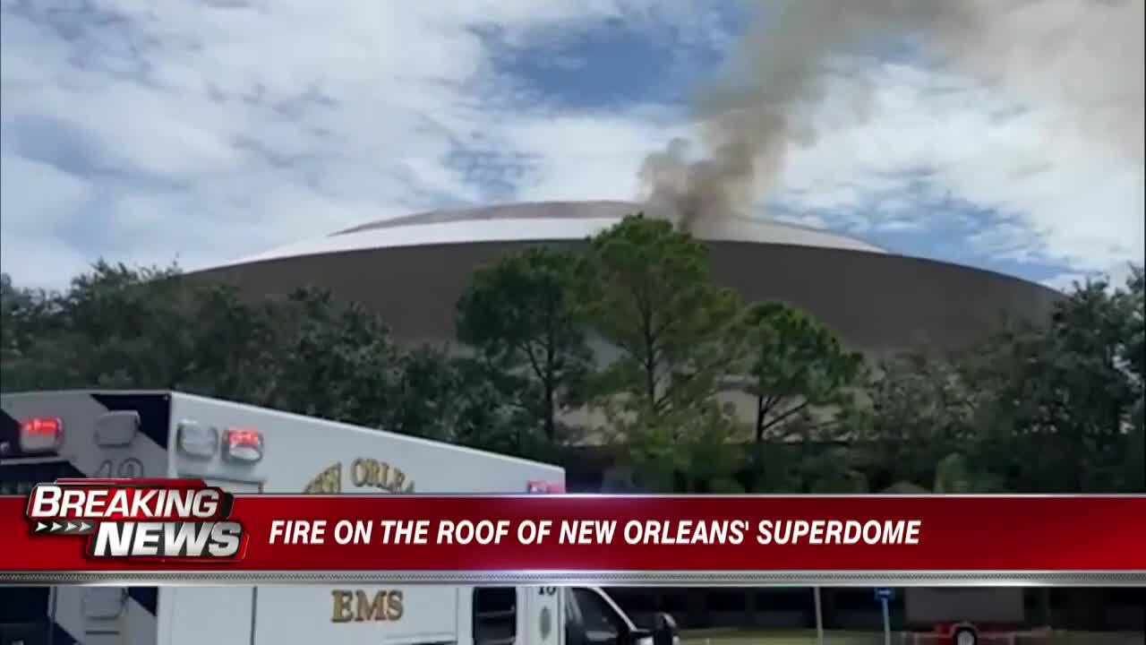 New Orleans: Flames shoot up side of Superdome roof, put out – The