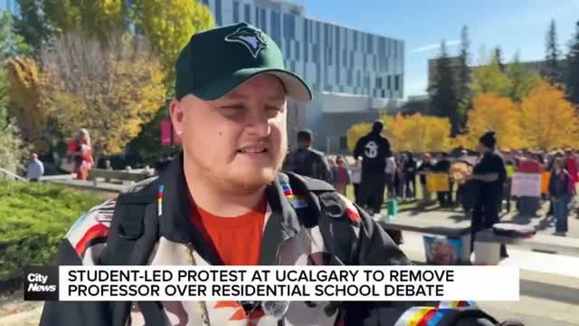 Protest at University of Calgary to remove professor over residential school debate