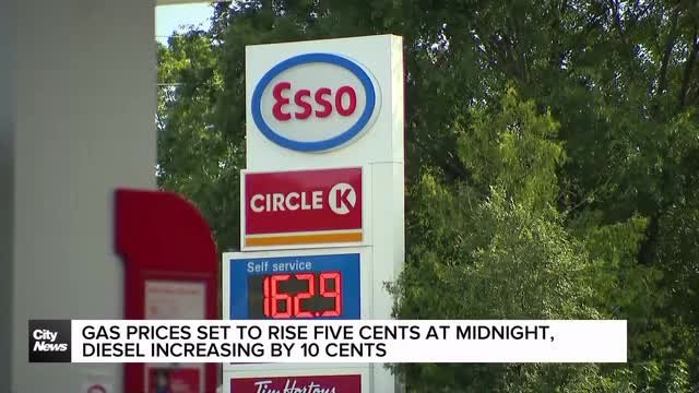 Gas prices set to climb overnight by 5 cents in GTA