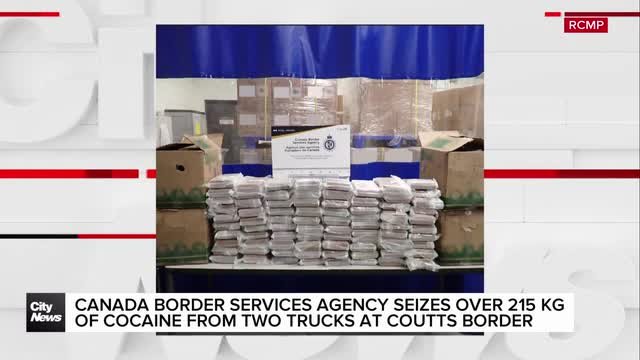 Canada Border Services Agency seizes over 215 kg of cocaine from two trucks at Coutts border