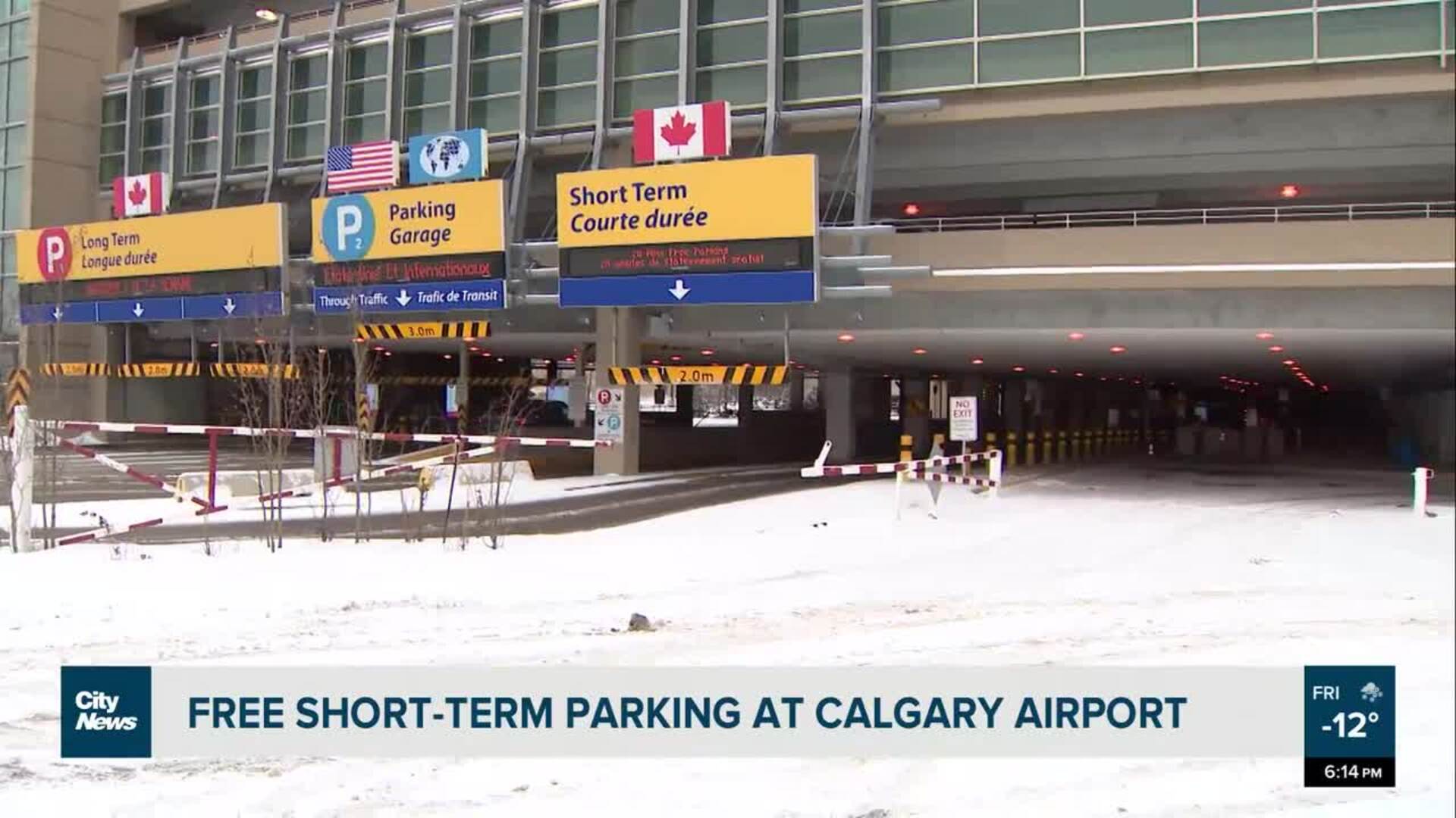 Free short-term parking at Calgary airport