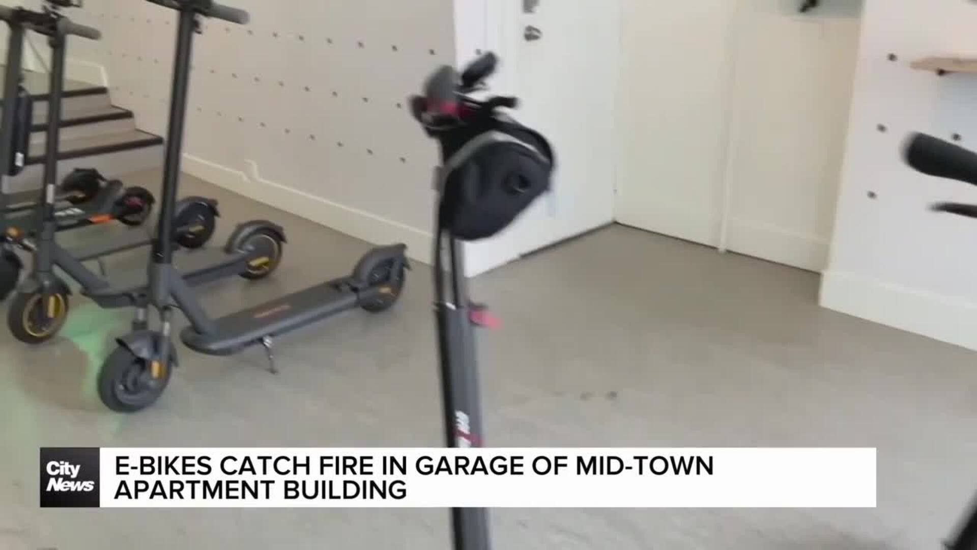 E-bikes catch fire in garage of mid-town apartment building