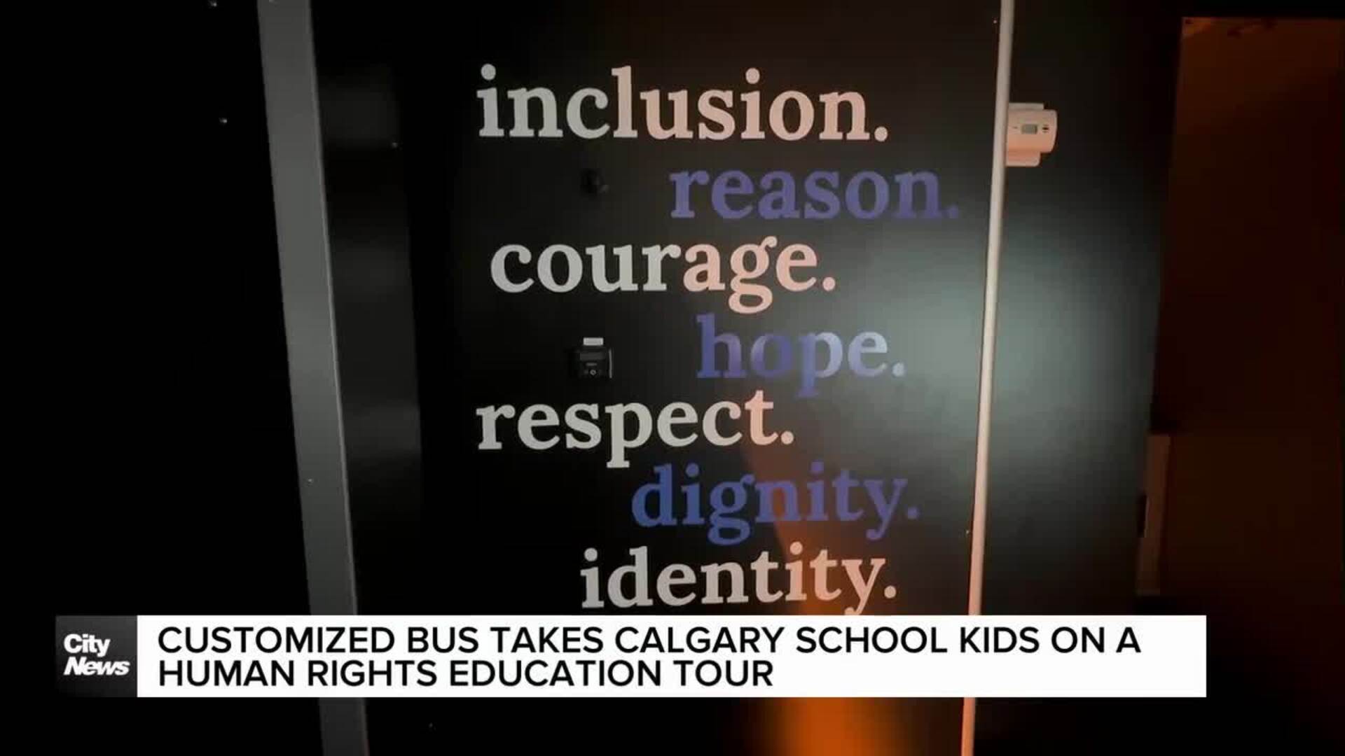 Customized bus takes Calgary school kids on a human rights education tour