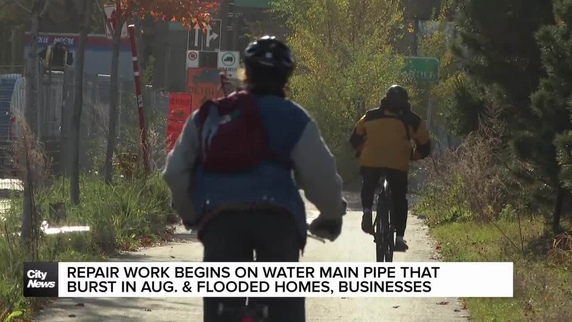 Repair work begins on Montreal water main pipe that burst in August