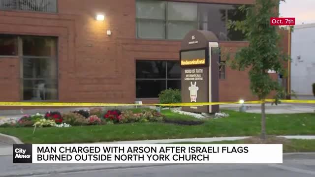 Man arrested after Israeli flags were burned outside North York Church