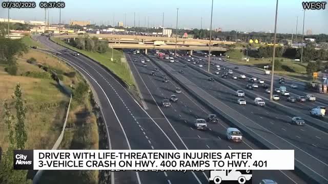 Three-vehicle crash on Hwy. 400 leaves driver with life-threatening injuries