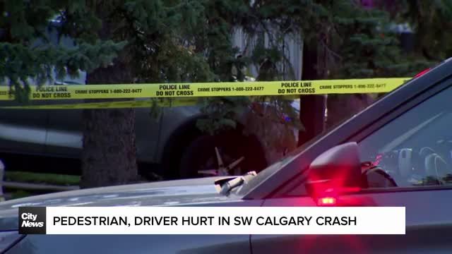 Pedestrian, driver hurt in SW Calgary crash