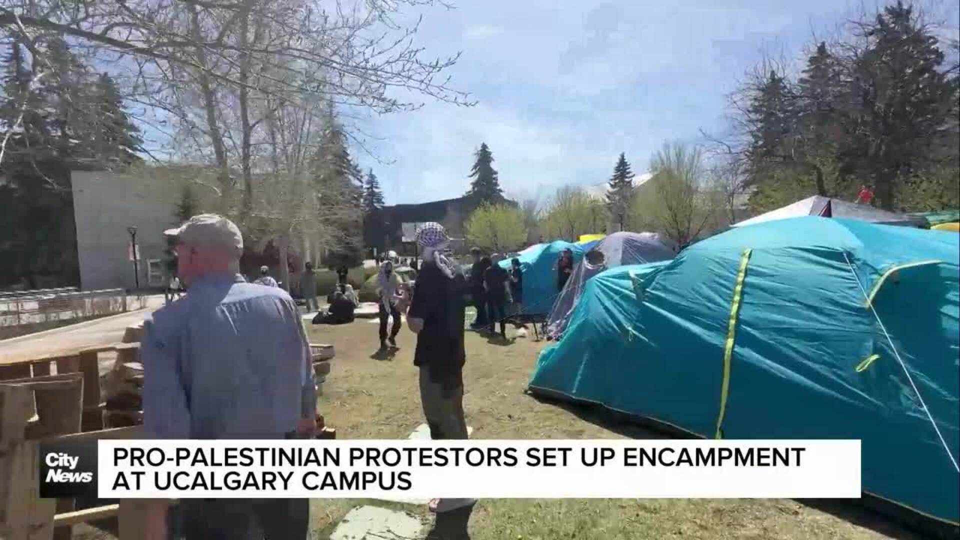 Pro-Palestinian protestors set up encampment at UCalgary campus