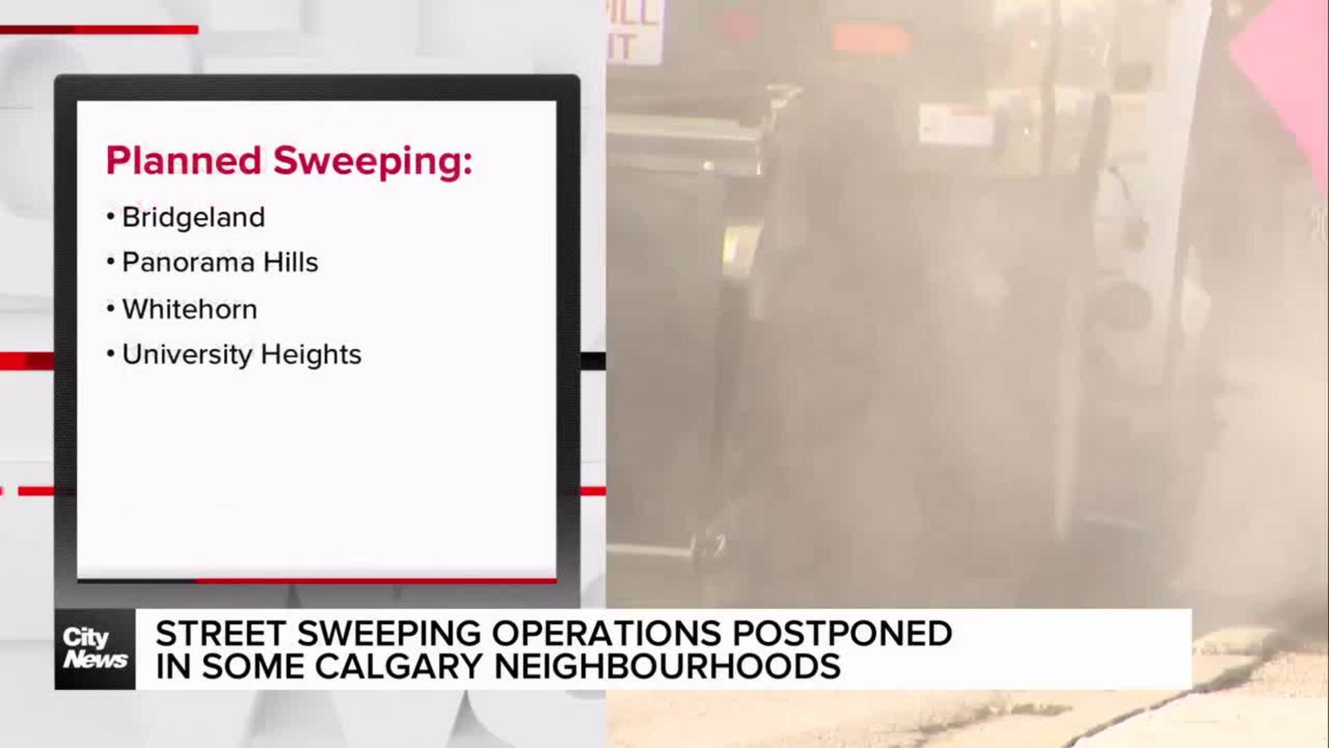 Street sweeping operations postponed in some Calgary neighbourhoods