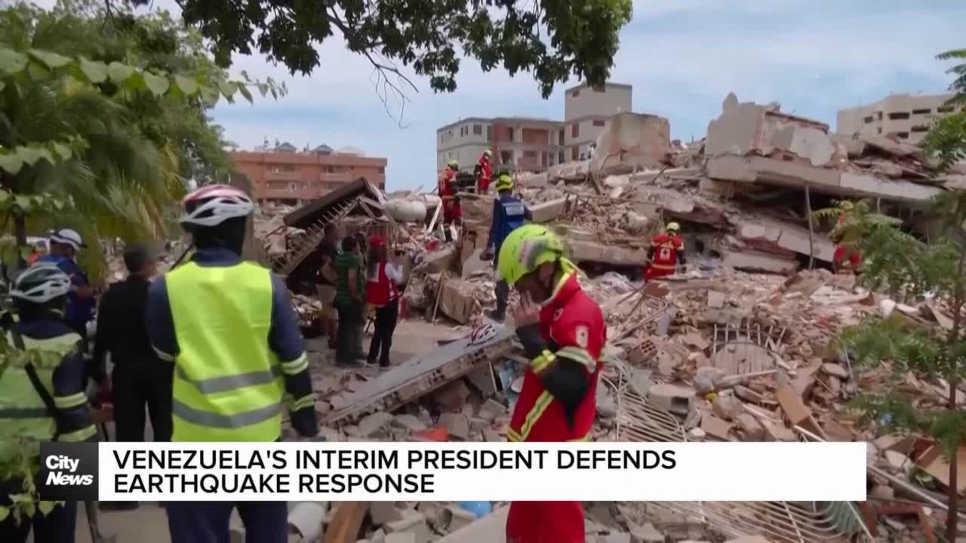 Venezuela's interim president defends earthquake response