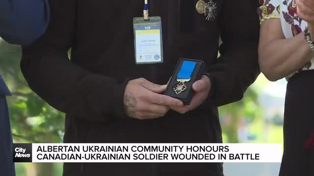 Albertan Ukrainian community honours Canadian-Ukrainian soldier wounded in battle