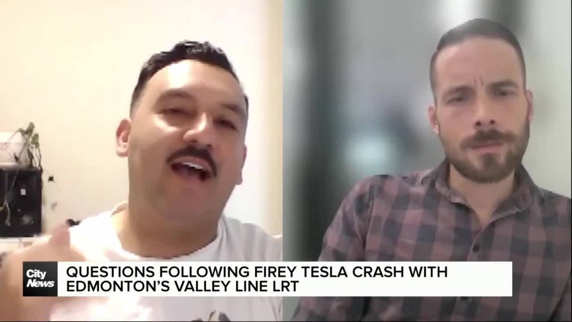 Questions following firey tesla crash with Edmonton’s valley Line LRT