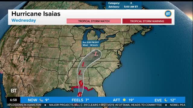 Hurricane Isaias to bring some showers on Thanksgiving weekend