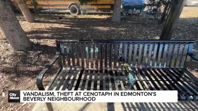 Vandalism, theft at Edmonton cenotaph in Beverly neighbourhood