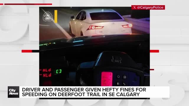 Driver and passenger given hefty fines for speeding on Deerfoot Trail in SE Calgary