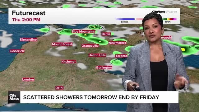 Scattered showers tomorrow end by Friday