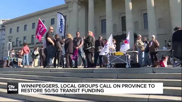 Winnipeggers, local groups call on province to restore 50/50 transit funding