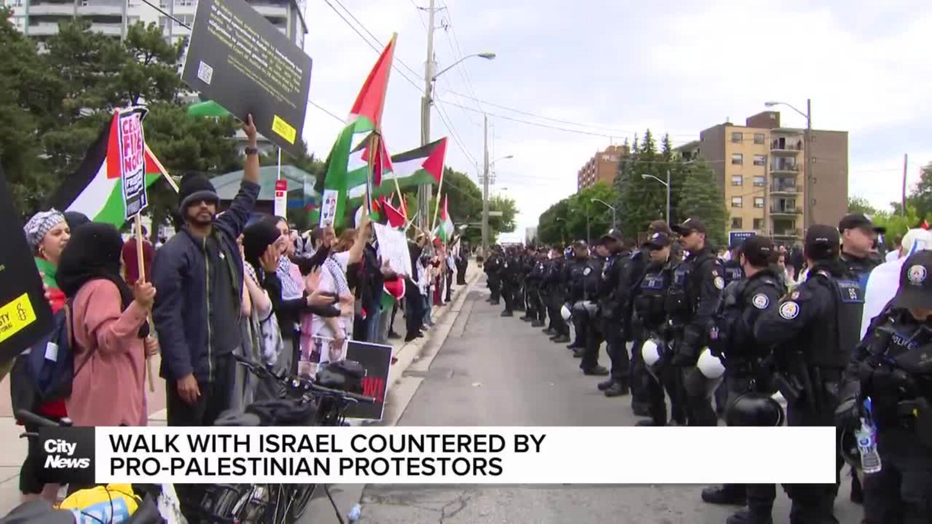 Walk with Israel countered by pro-Palestinian protestors