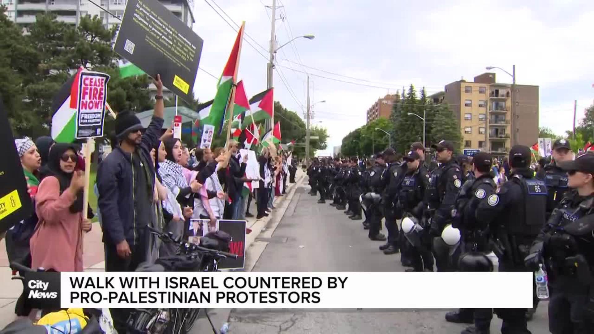 Walk with Israel countered by pro-Palestinian protestors