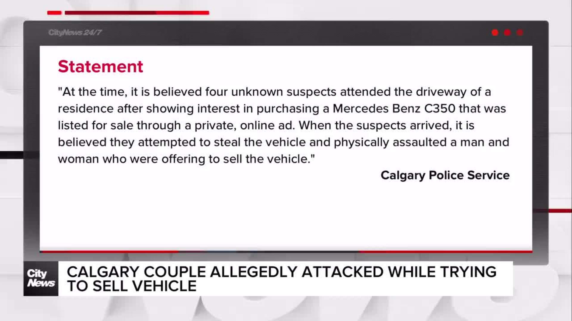 Calgary couple attacked while trying to sell vehicle
