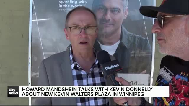 Howard Mandshein talks with Kevin Donnelly about new Kevin Walter's Plaza in WPG