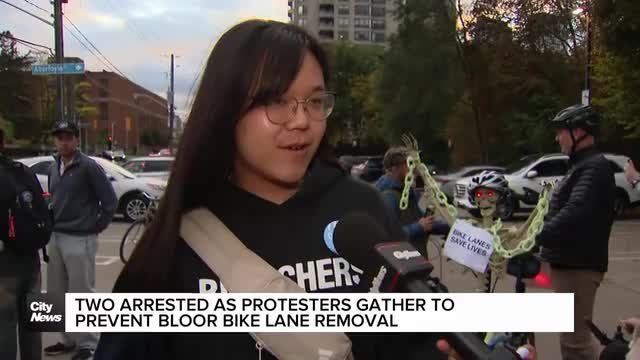 Two arrested during protest to prevent Bloor bike lane removal